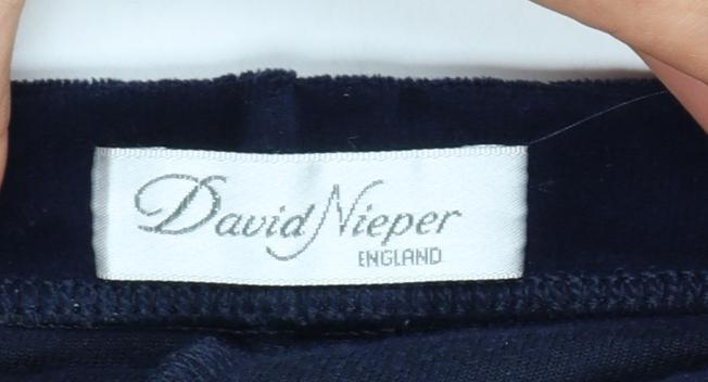 David Nieper Women's Blue Velvet Straight Leg Stretch Trousers UK 18