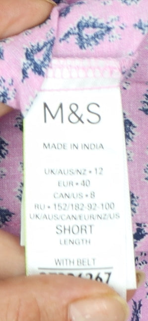 Marks and Spencer Women's Pink Floral Swing Dress Size 12