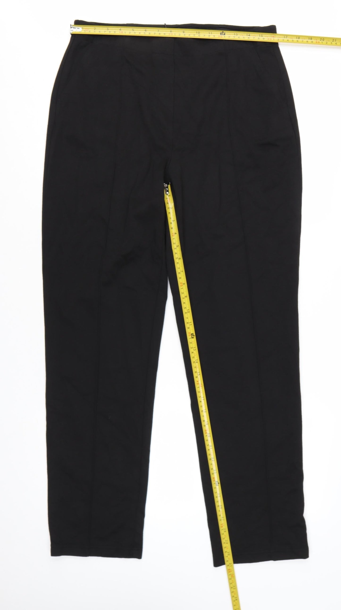 Marks and Spencer Womens Black Size 16 Straight Leg Stretch Trousers