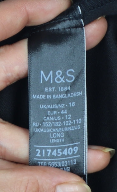 Marks and Spencer Womens Black Size 16 Straight Leg Stretch Trousers