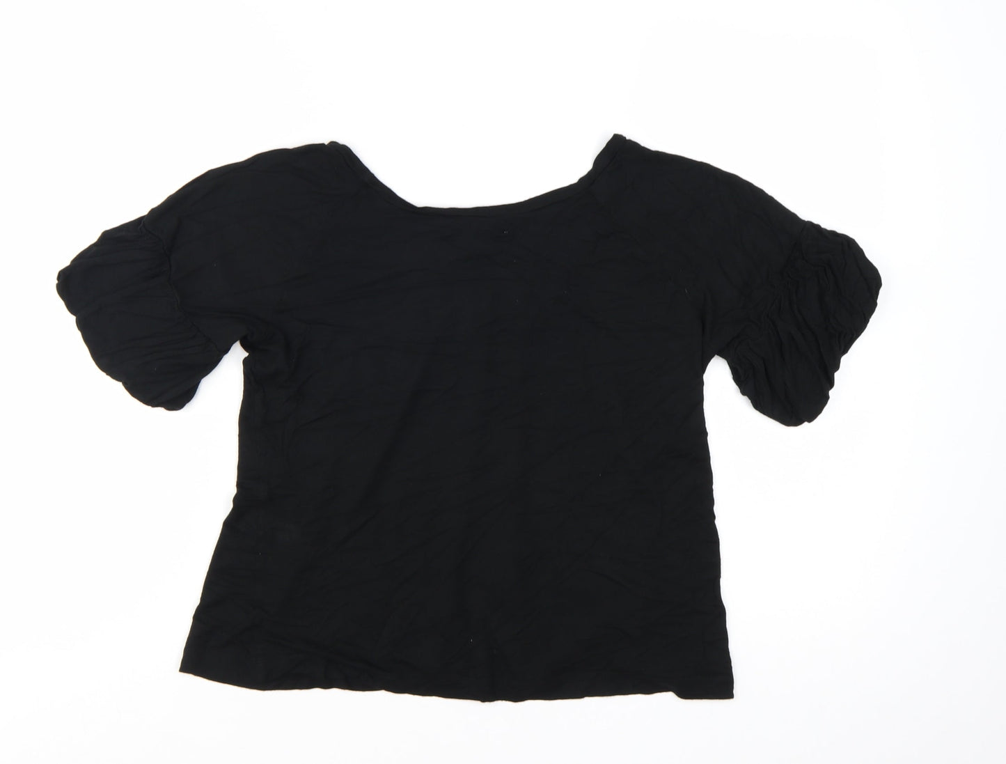 Calvin Klein Women's Black Petites M Scoop Neck Puff Sleeve Blouse