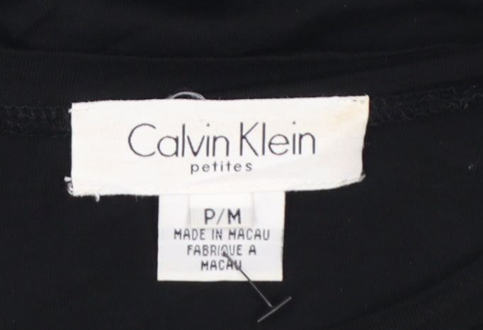 Calvin Klein Women's Black Petites M Scoop Neck Puff Sleeve Blouse