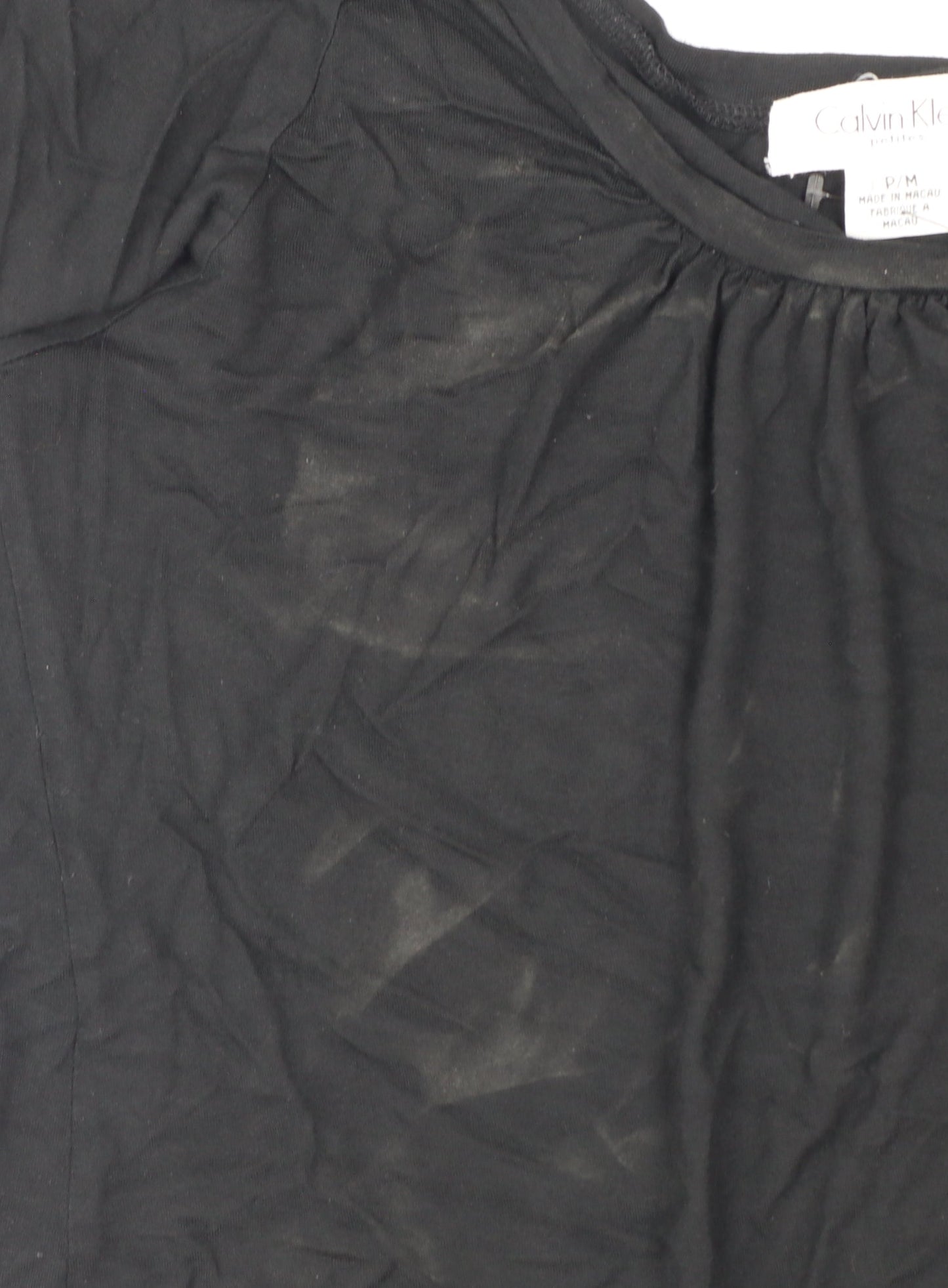 Calvin Klein Women's Black Petites M Scoop Neck Puff Sleeve Blouse