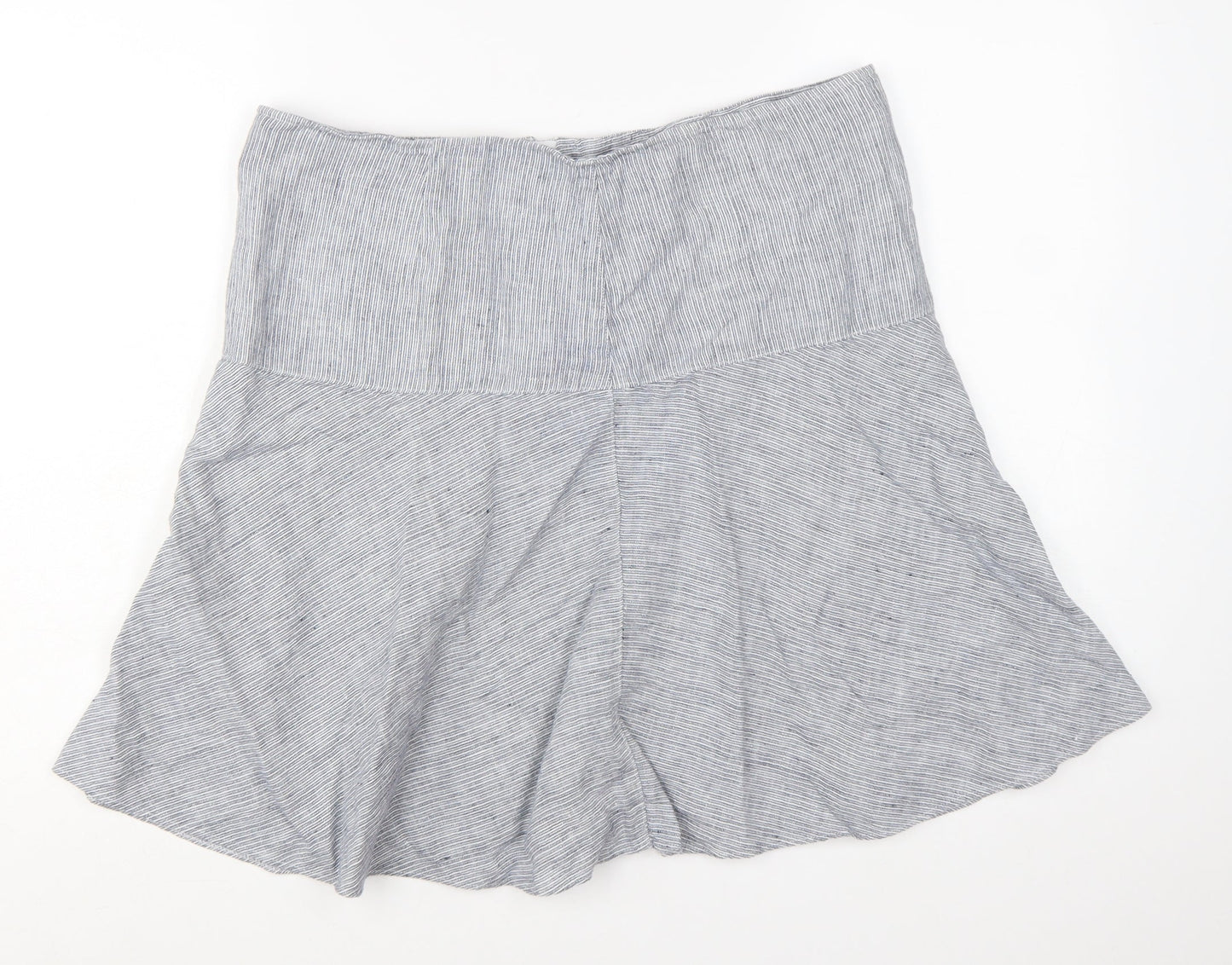Marks and Spencer Womens Grey Striped Linen A-Line Skirt UK 16
