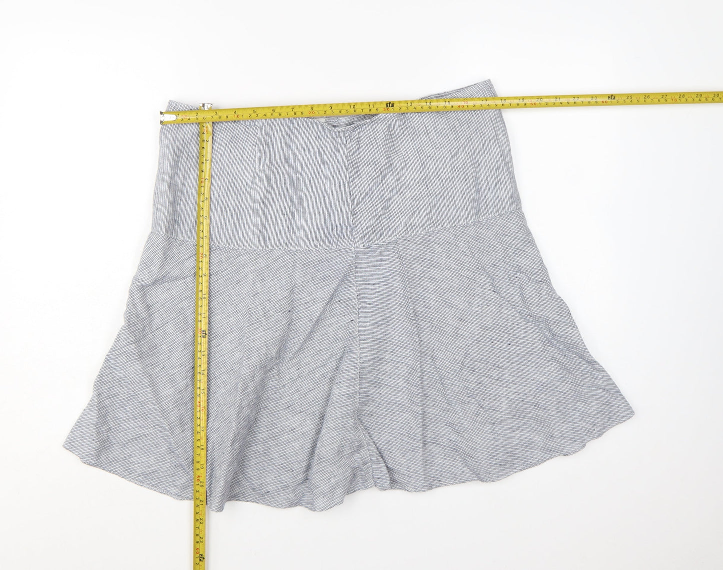 Marks and Spencer Womens Grey Striped Linen A-Line Skirt UK 16