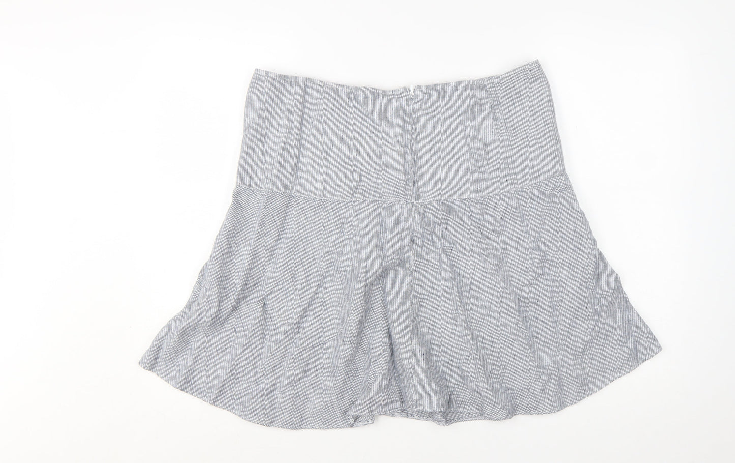 Marks and Spencer Womens Grey Striped Linen A-Line Skirt UK 16