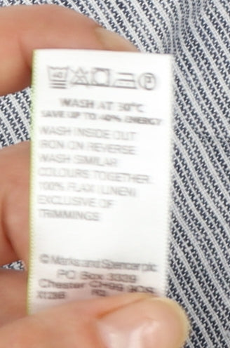 Marks and Spencer Womens Grey Striped Linen A-Line Skirt UK 16