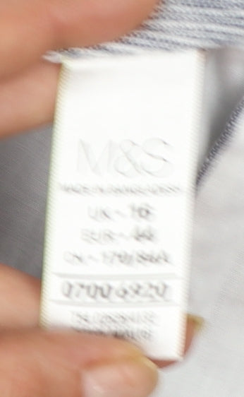 Marks and Spencer Womens Grey Striped Linen A-Line Skirt UK 16