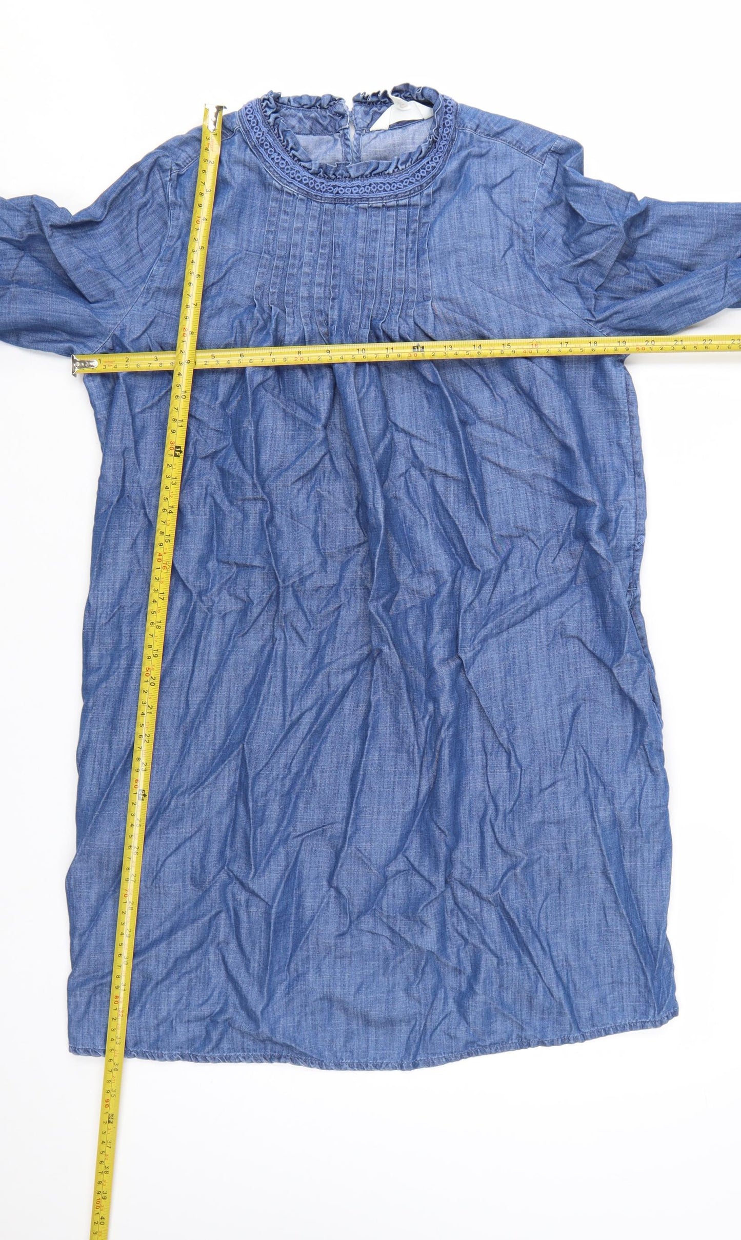 Marks and Spencer Womens Blue Chambray Shift Dress Size 12