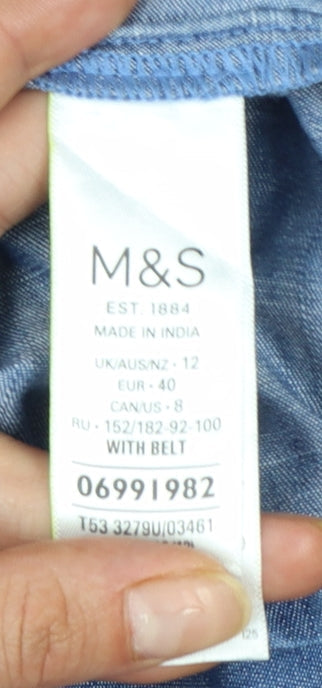 Marks and Spencer Womens Blue Chambray Shift Dress Size 12