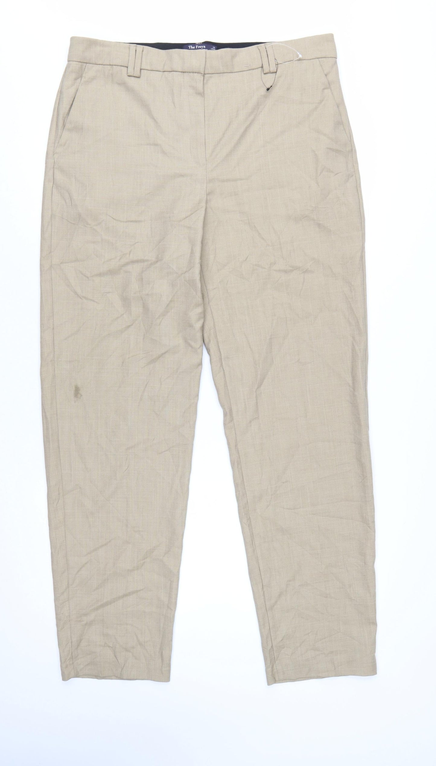 Marks and Spencer Women’s Beige Relaxed Straight Trousers Size 14 Long