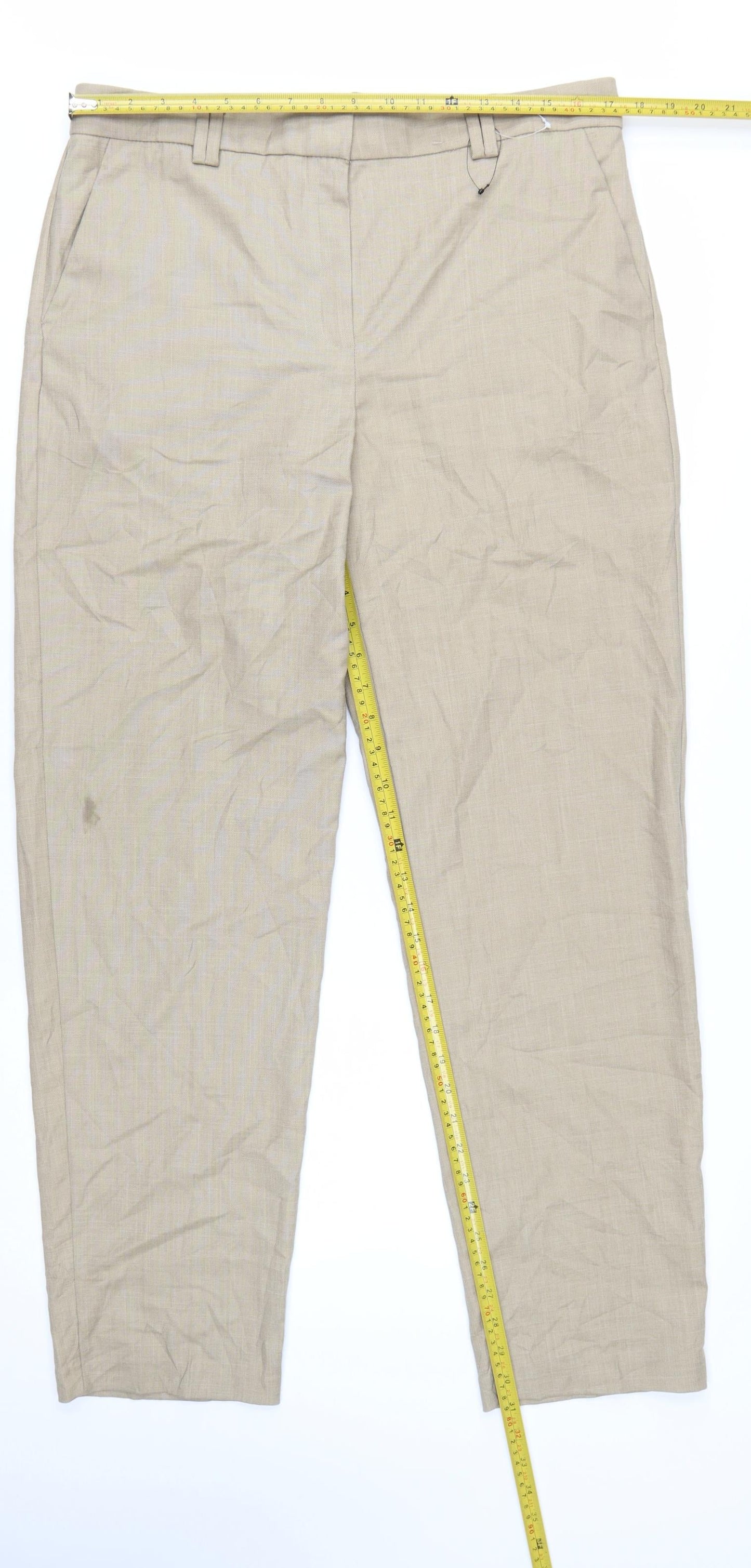 Marks and Spencer Women’s Beige Relaxed Straight Trousers Size 14 Long