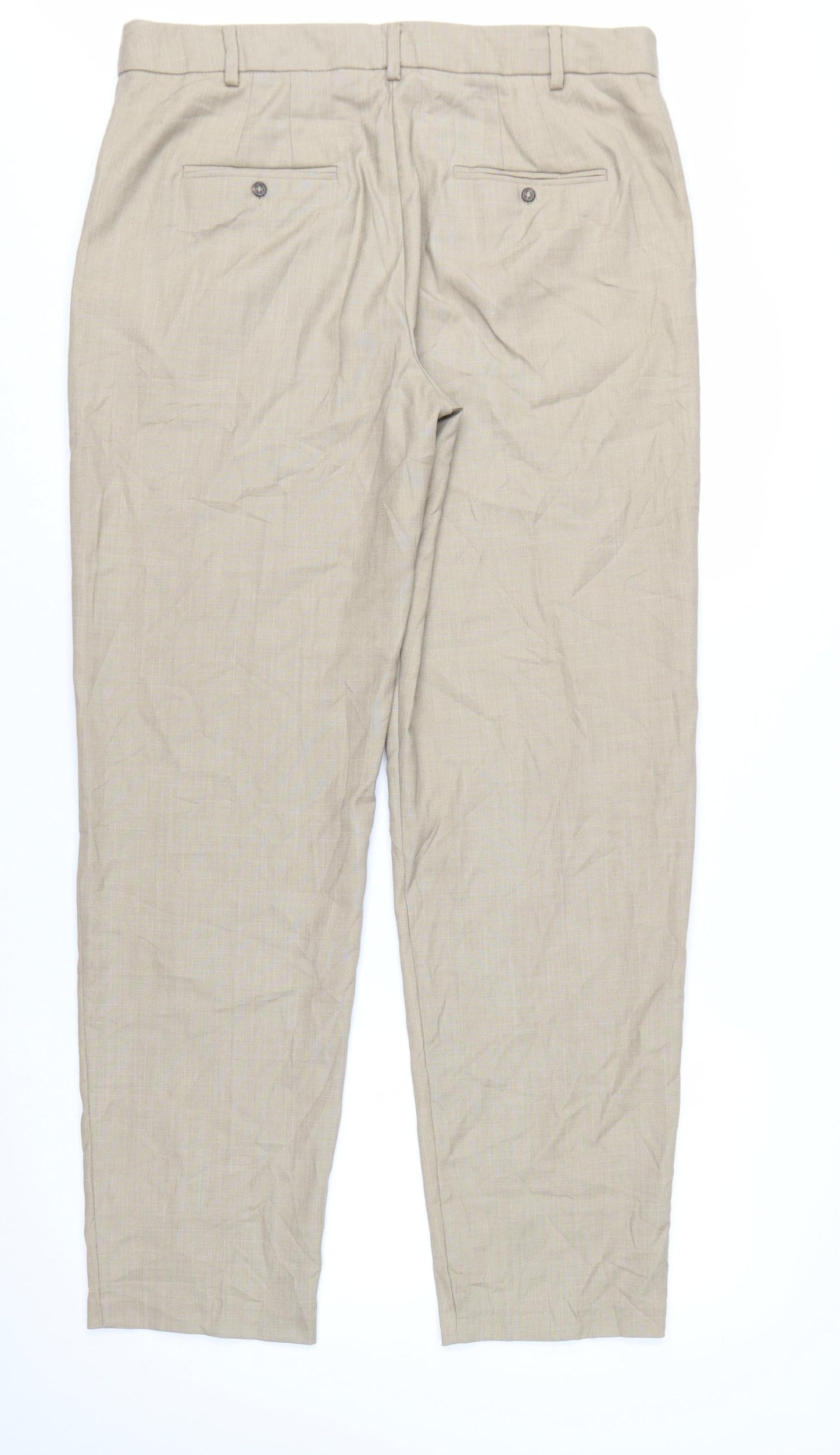 Marks and Spencer Women’s Beige Relaxed Straight Trousers Size 14 Long