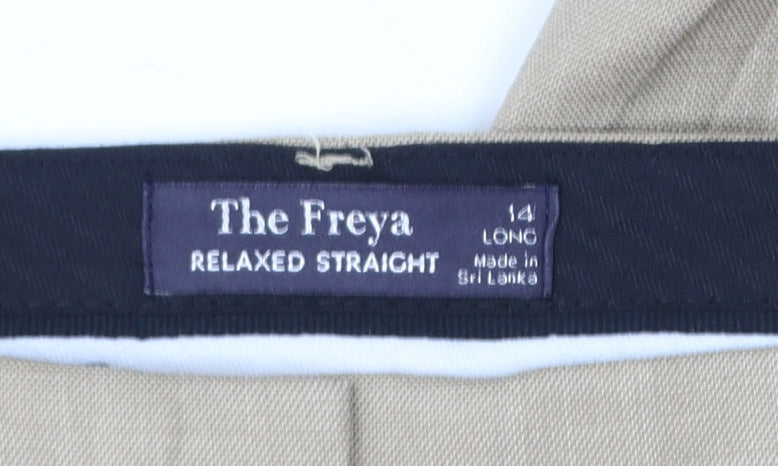 Marks and Spencer Women’s Beige Relaxed Straight Trousers Size 14 Long