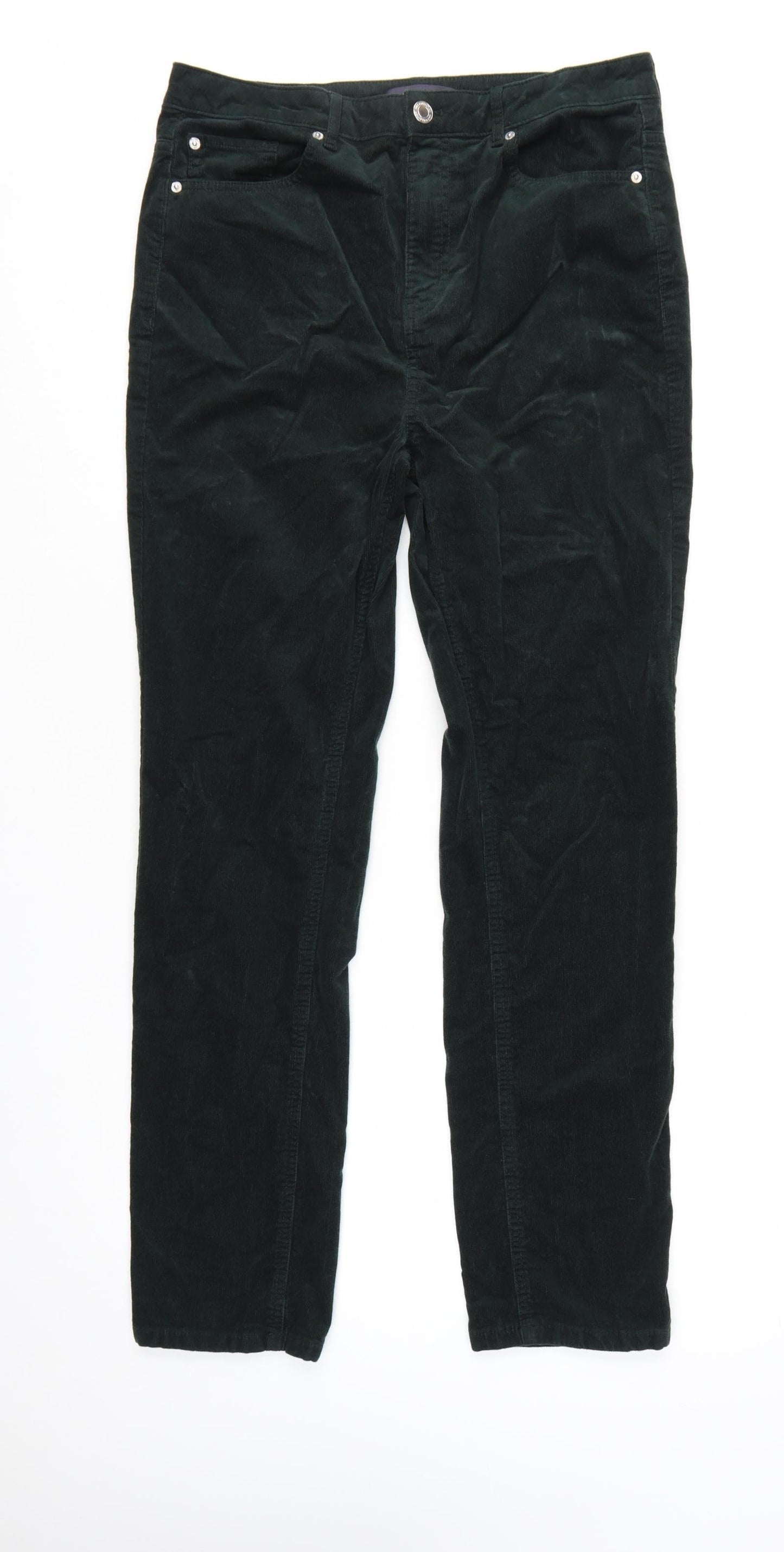 Marks and Spencer Women’s Green Corduroy Chino Trousers Size 14 Regular