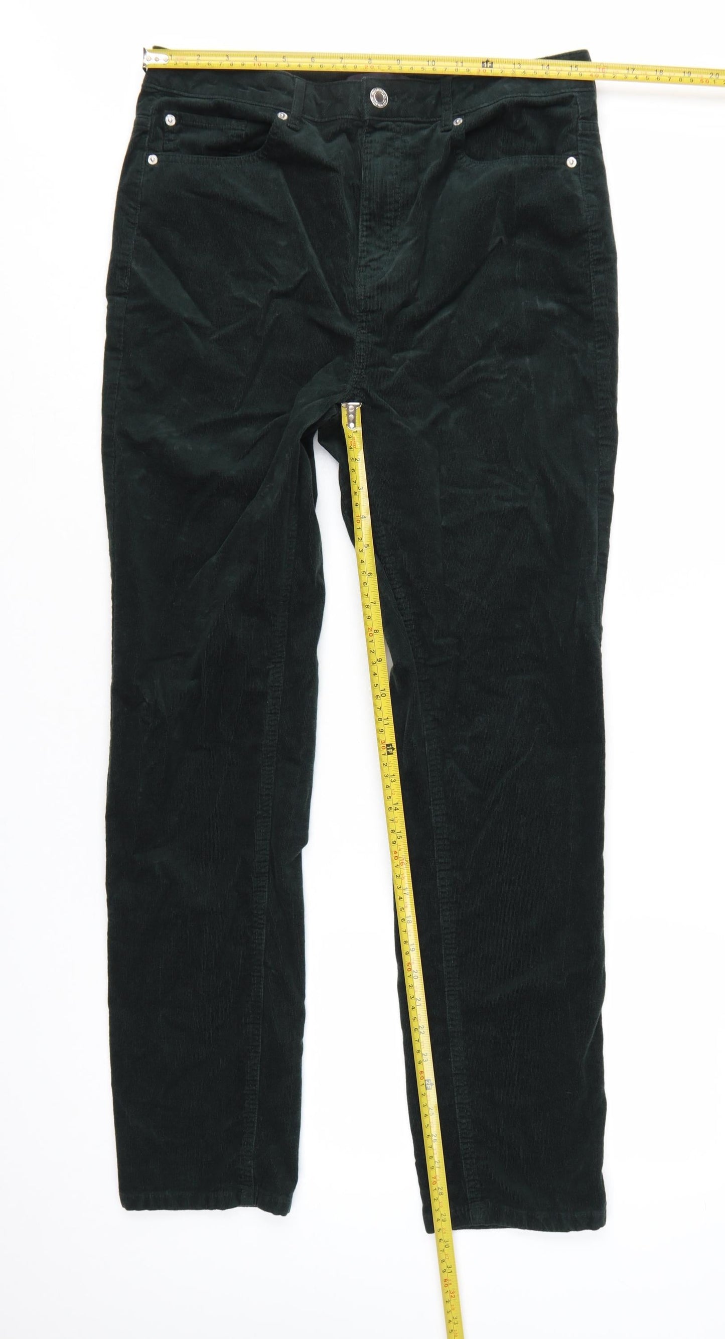 Marks and Spencer Women’s Green Corduroy Chino Trousers Size 14 Regular