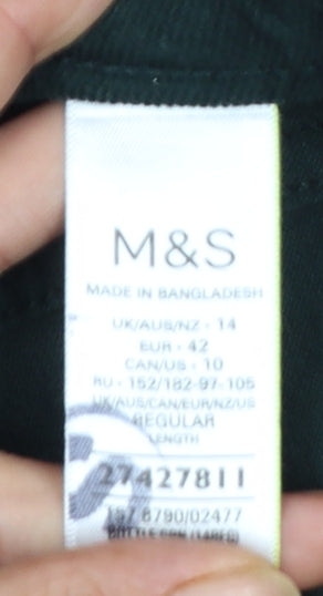 Marks and Spencer Women’s Green Corduroy Chino Trousers Size 14 Regular