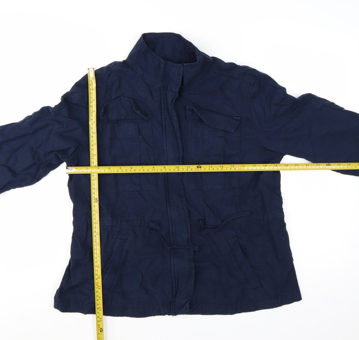 Marks and Spencer Women's Blue Military Jacket Size 14 Cotton Lyocell