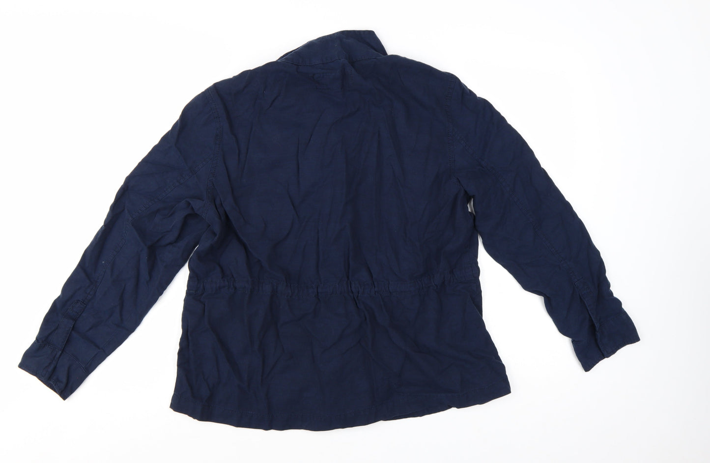 Marks and Spencer Women's Blue Military Jacket Size 14 Cotton Lyocell