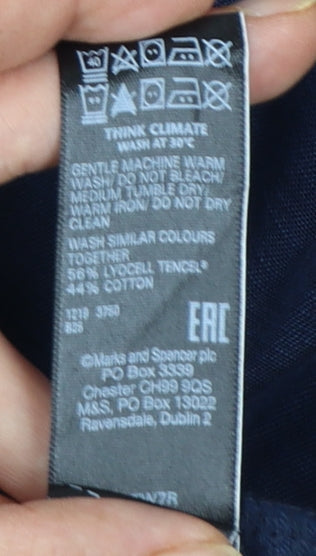 Marks and Spencer Women's Blue Military Jacket Size 14 Cotton Lyocell
