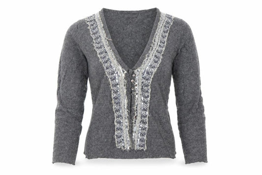 Day Birger et Mikkelsen Women's Grey Sequin V-Neck Cardigan S