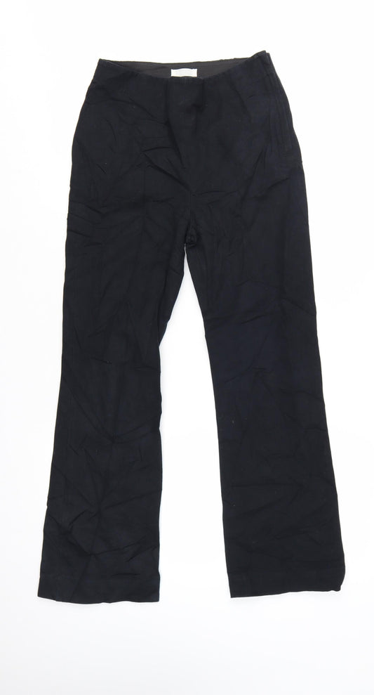 Preloved Arket Women's Black Slim Straight Cotton Trousers Size 10 - Front