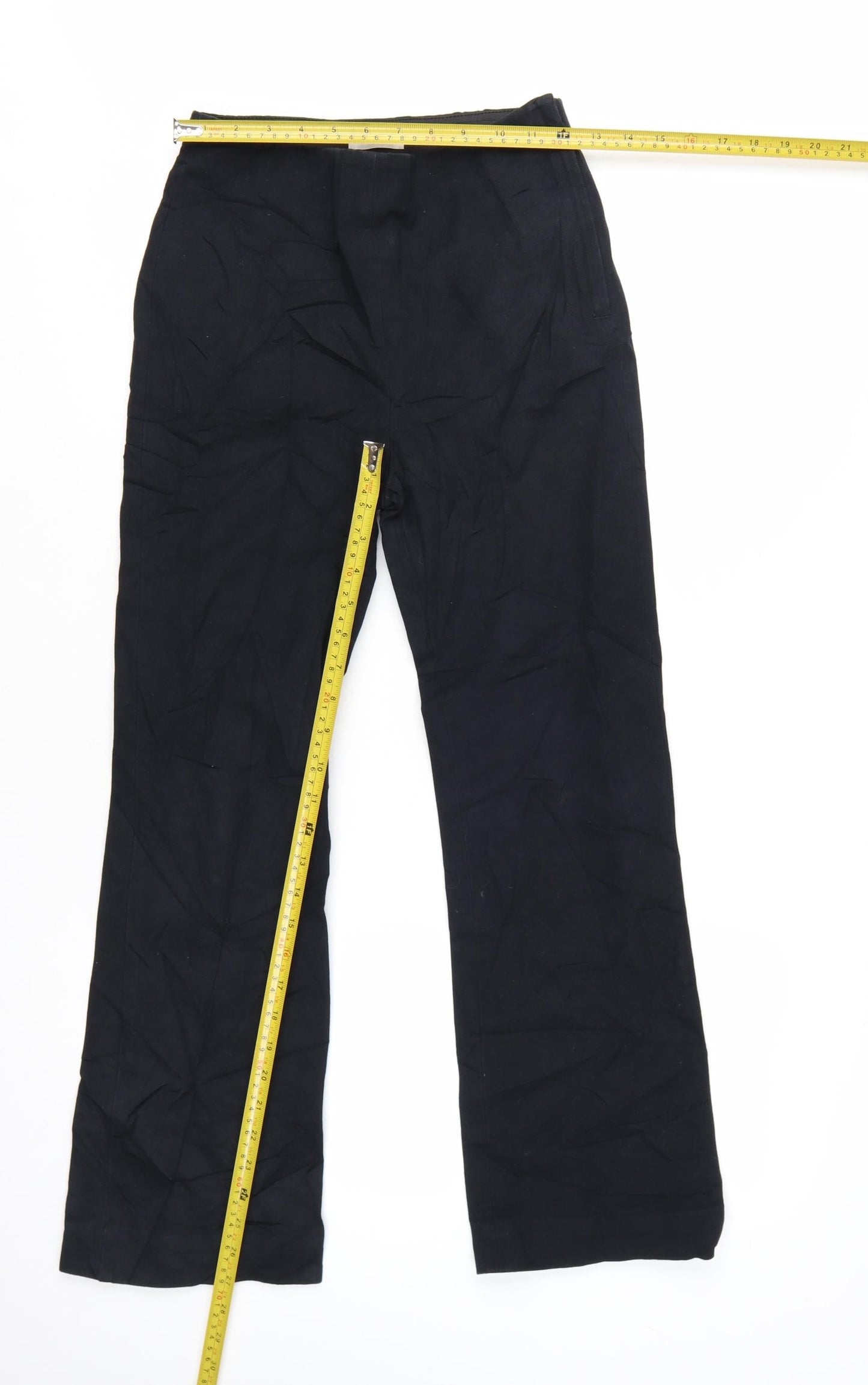 Arket Women's Black Slim Straight Cotton Trousers Size 10