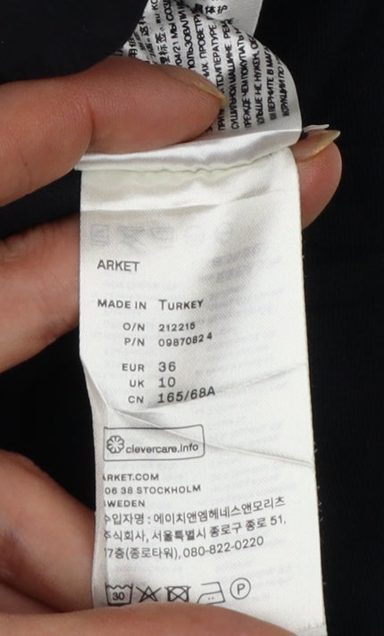 Arket Women's Black Slim Straight Cotton Trousers Size 10