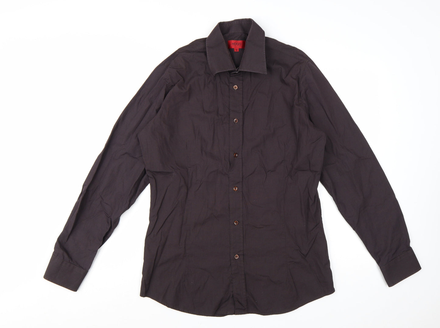 Hugo Boss Men's Brown Slim Fit Long Sleeve Button-Up Shirt M