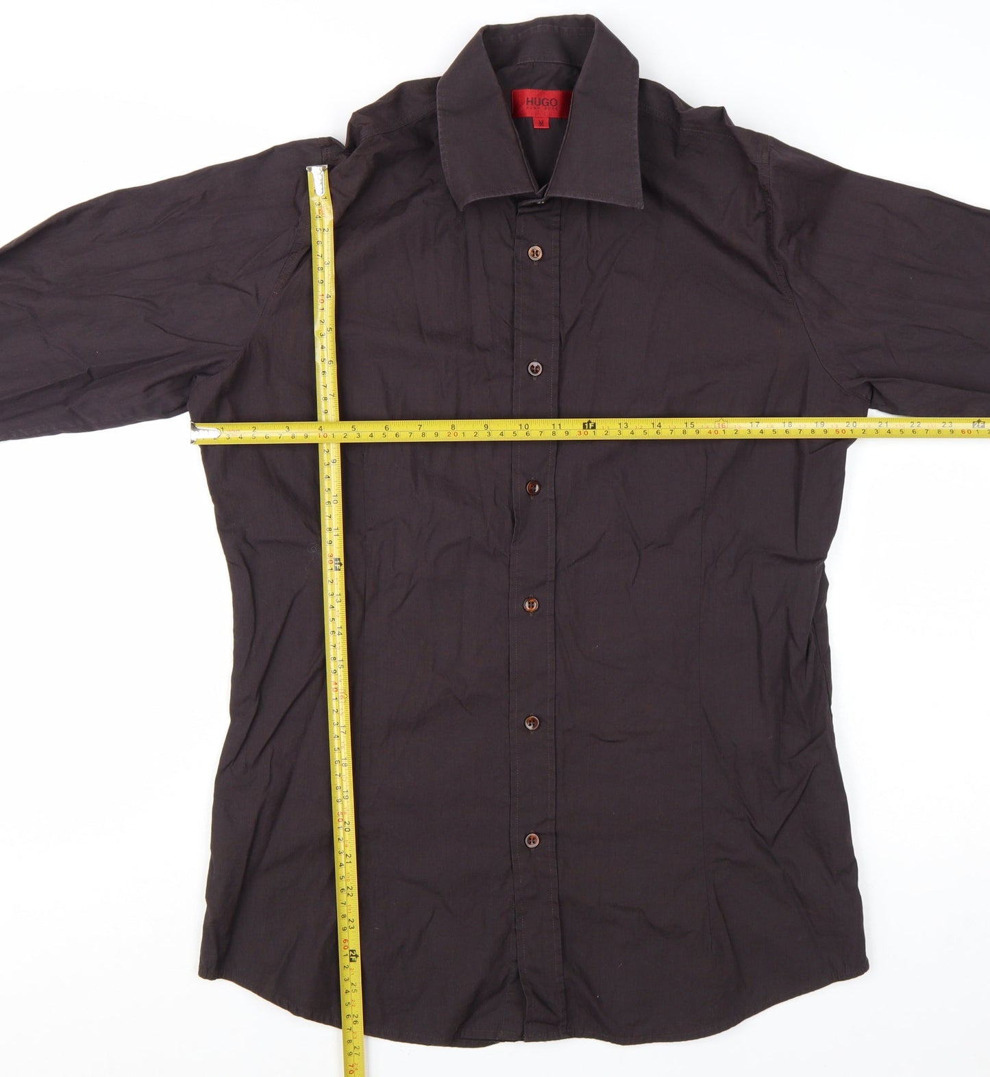 Hugo Boss Men's Brown Slim Fit Long Sleeve Button-Up Shirt M