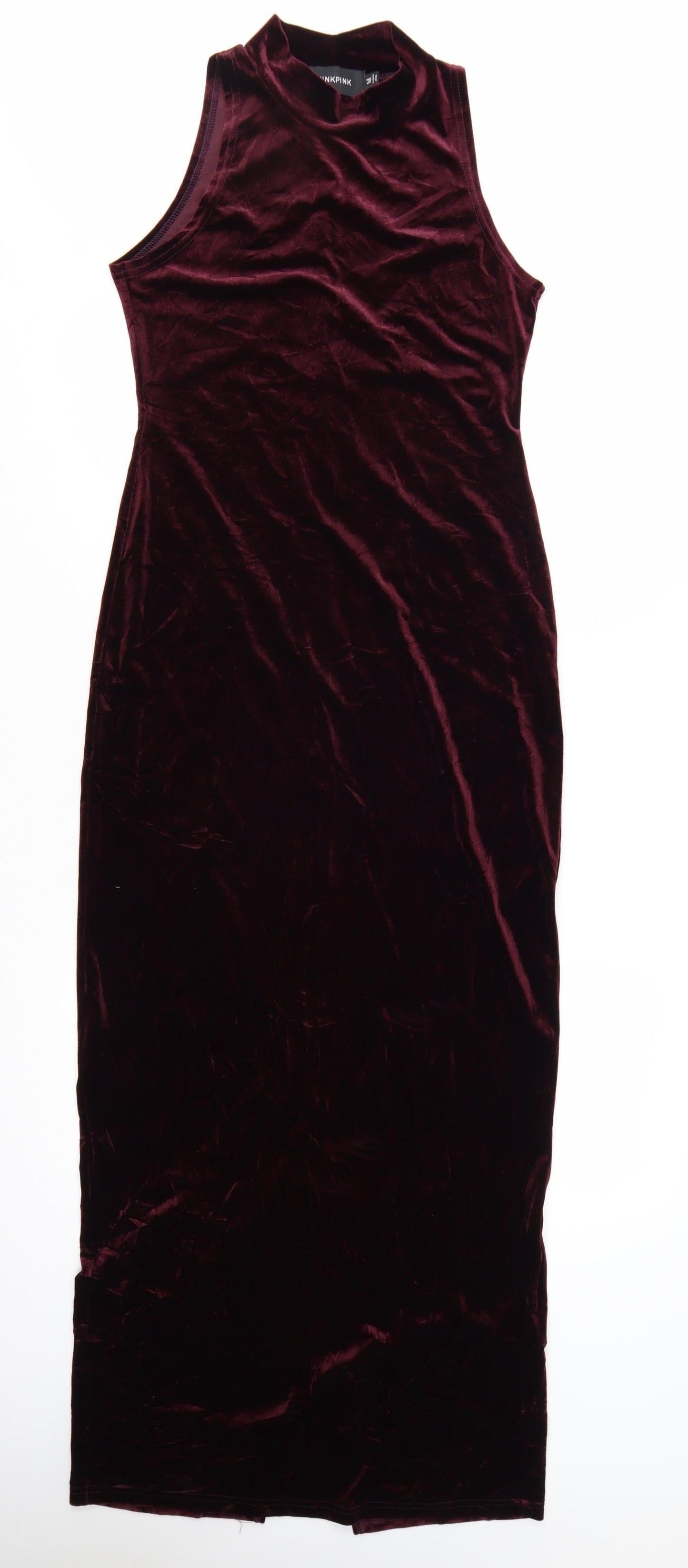MINKPINK Women Red Velvet Sleeveless Bodycon Midi Dress M