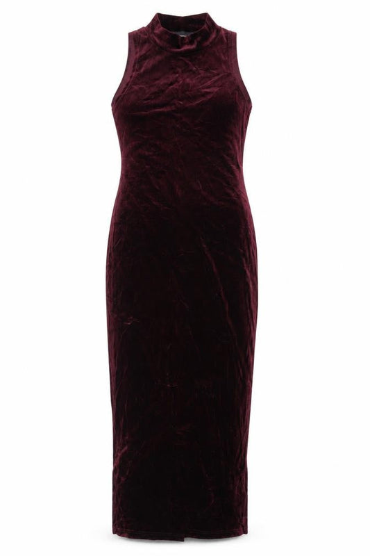MINKPINK Women Red Velvet Sleeveless Bodycon Midi Dress M