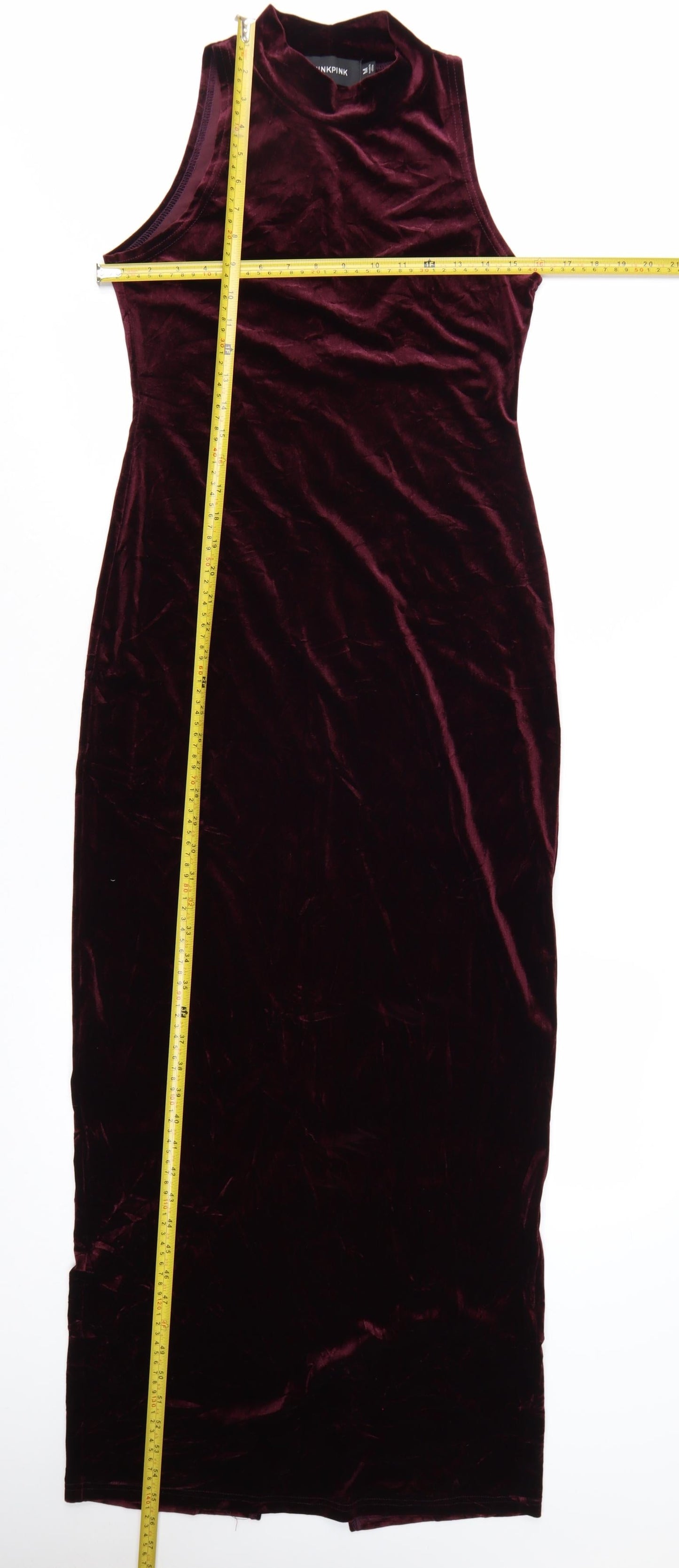 MINKPINK Women Red Velvet Sleeveless Bodycon Midi Dress M
