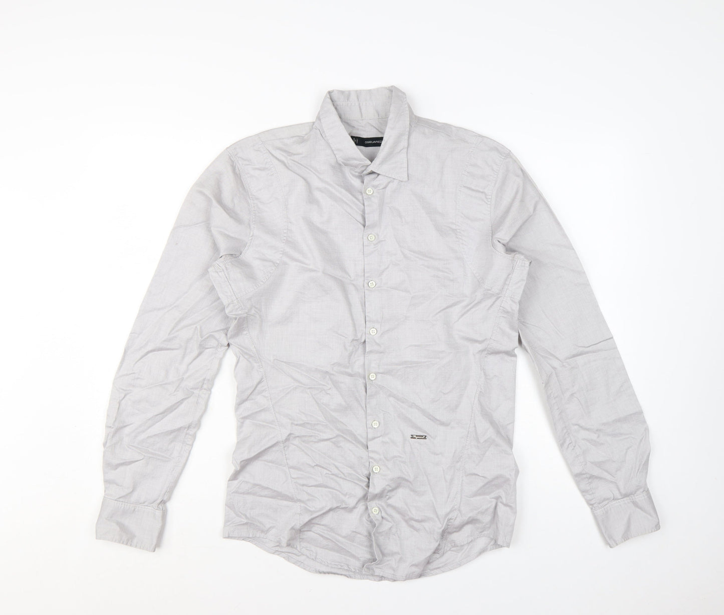 DSQUARED2 Men's Grey Slim Fit Cotton Button-Up Shirt Size 50