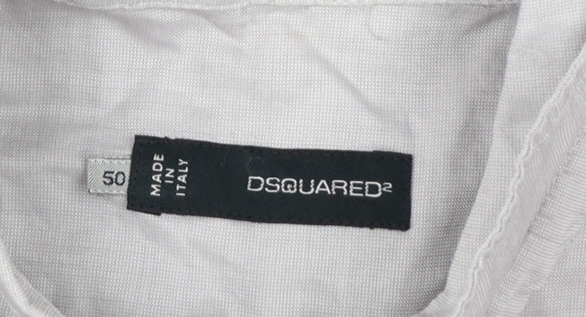 DSQUARED2 Men's Grey Slim Fit Cotton Button-Up Shirt Size 50