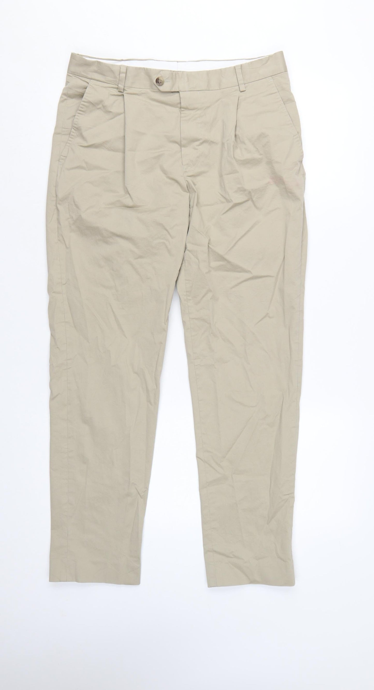 Jaeger Mens Beige Chino Trousers 30 in Regular Fit Cotton Blend