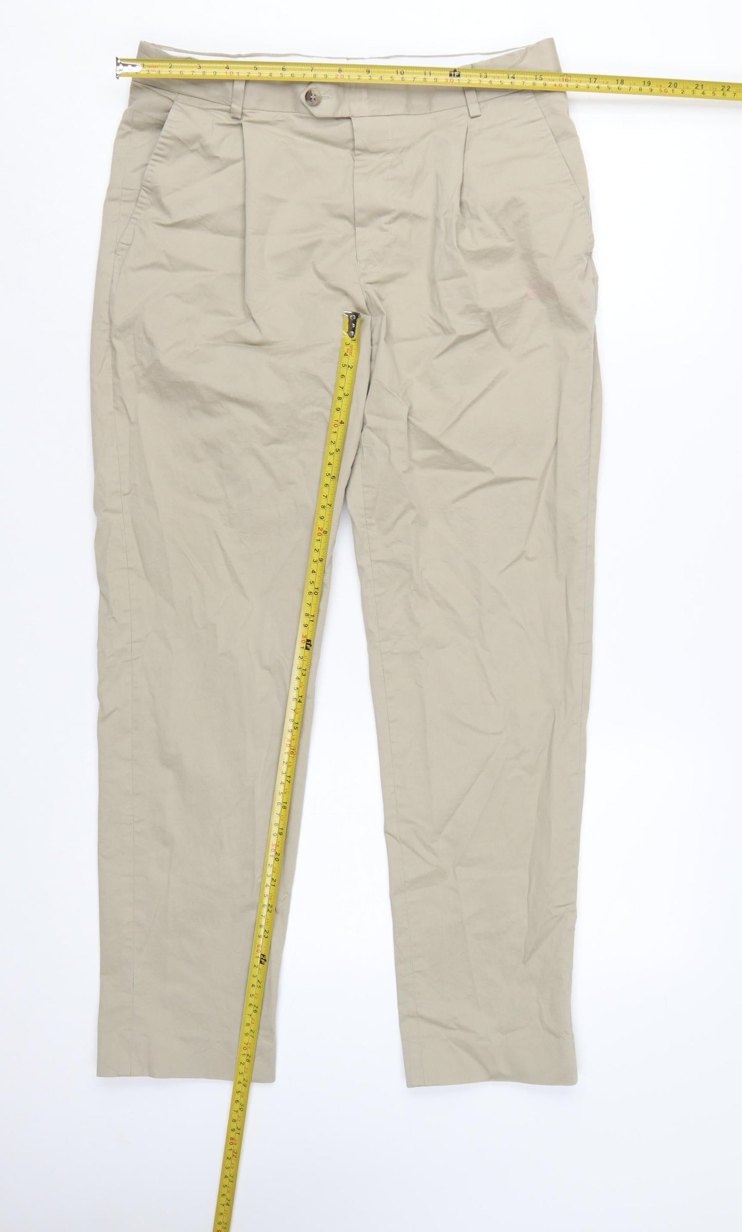 Jaeger Mens Beige Chino Trousers 30 in Regular Fit Cotton Blend