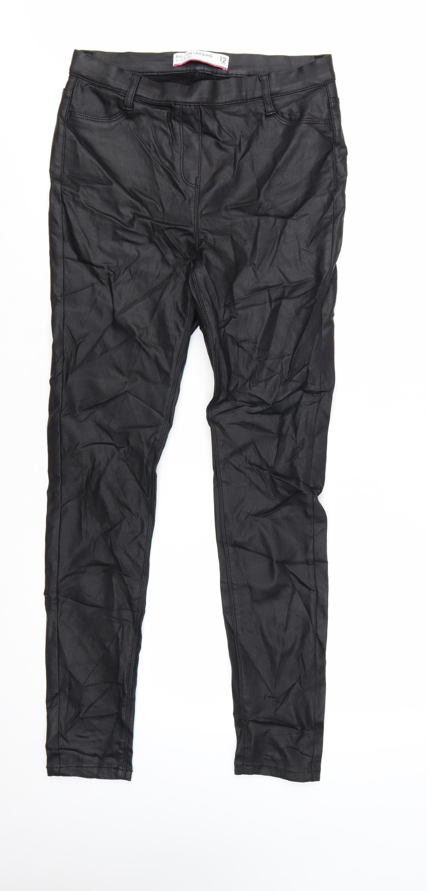 Next Women Black Size 12 Long Pull-On Mid Rise Leggings