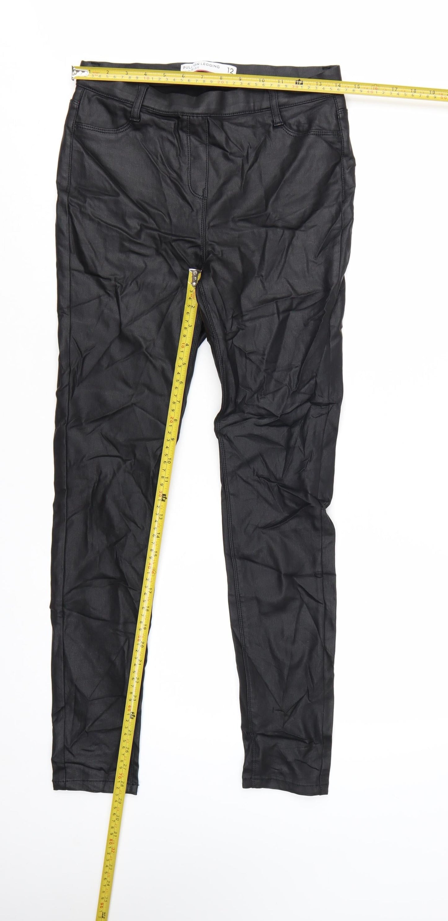 Next Women Black Size 12 Long Pull-On Mid Rise Leggings