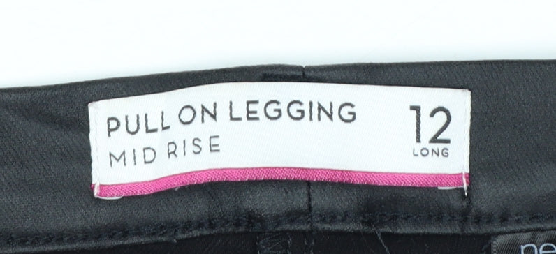Next Women Black Size 12 Long Pull-On Mid Rise Leggings