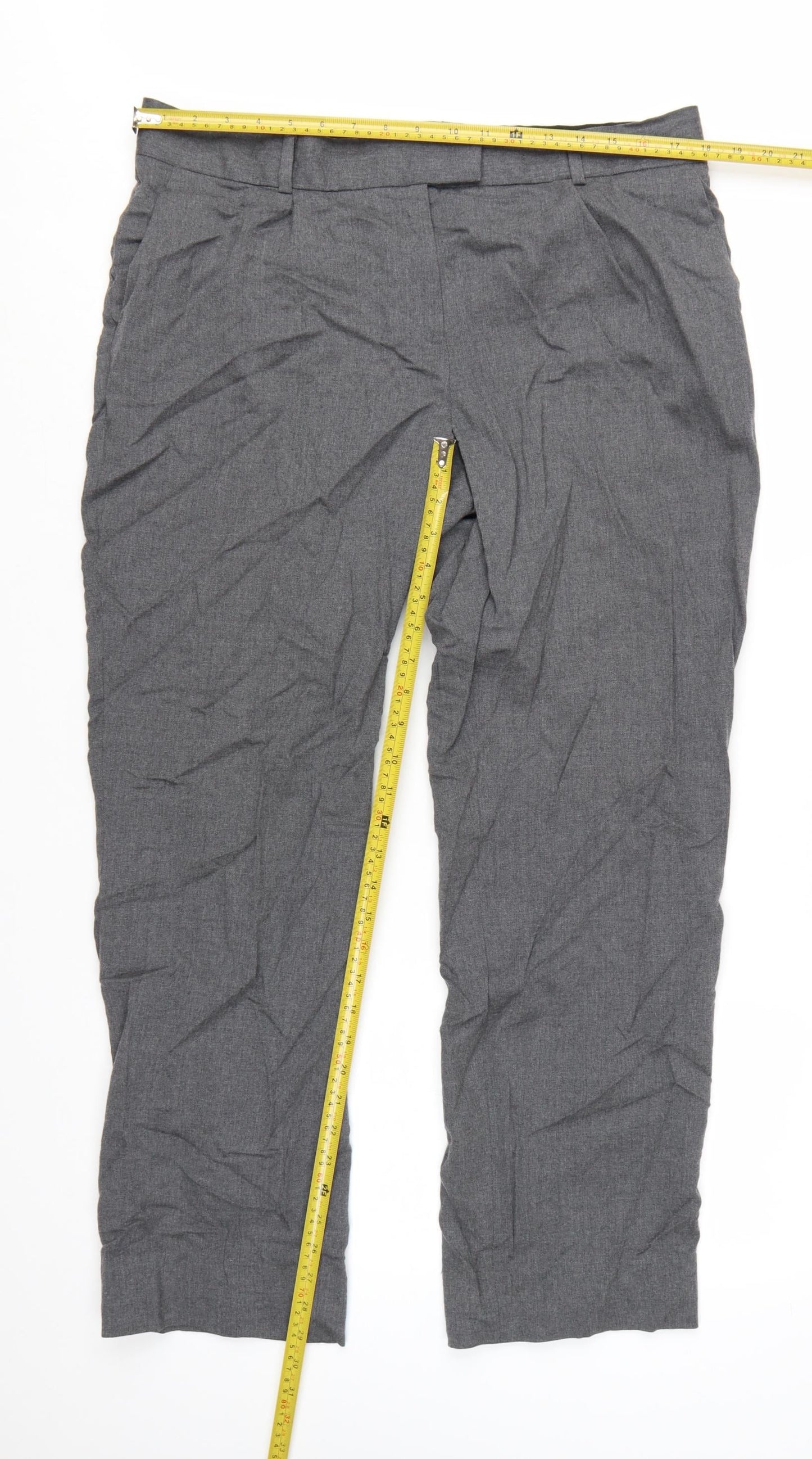 H&M Viktor & Rolf Women's Grey Wool Trousers Size 16 Pleated Workwear
