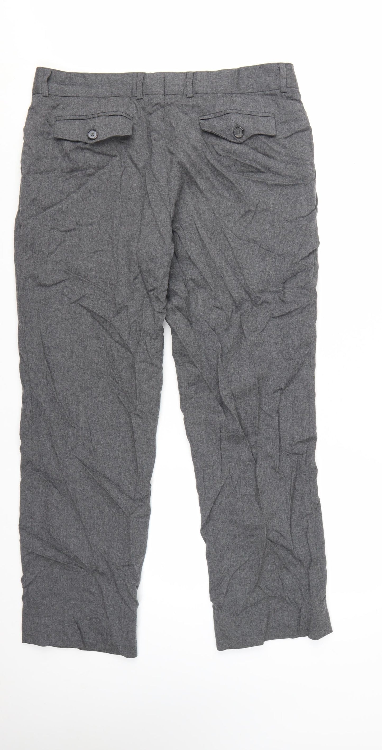 H&M Viktor & Rolf Women's Grey Wool Trousers Size 16 Pleated Workwear