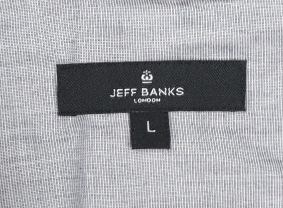 Jeff Banks Men’s Grey Geometric Long Sleeve Cotton Button-Up Shirt L