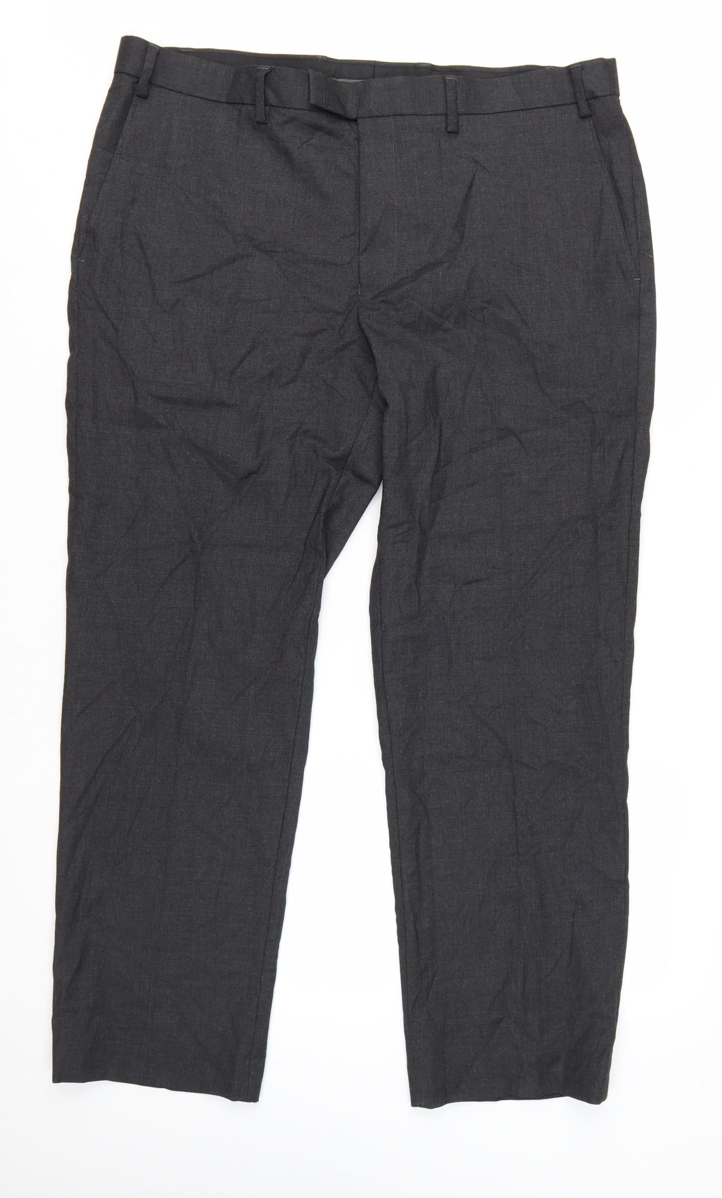 Marks and Spencer Men's Grey Regular Fit Dress Trousers 38W 29L