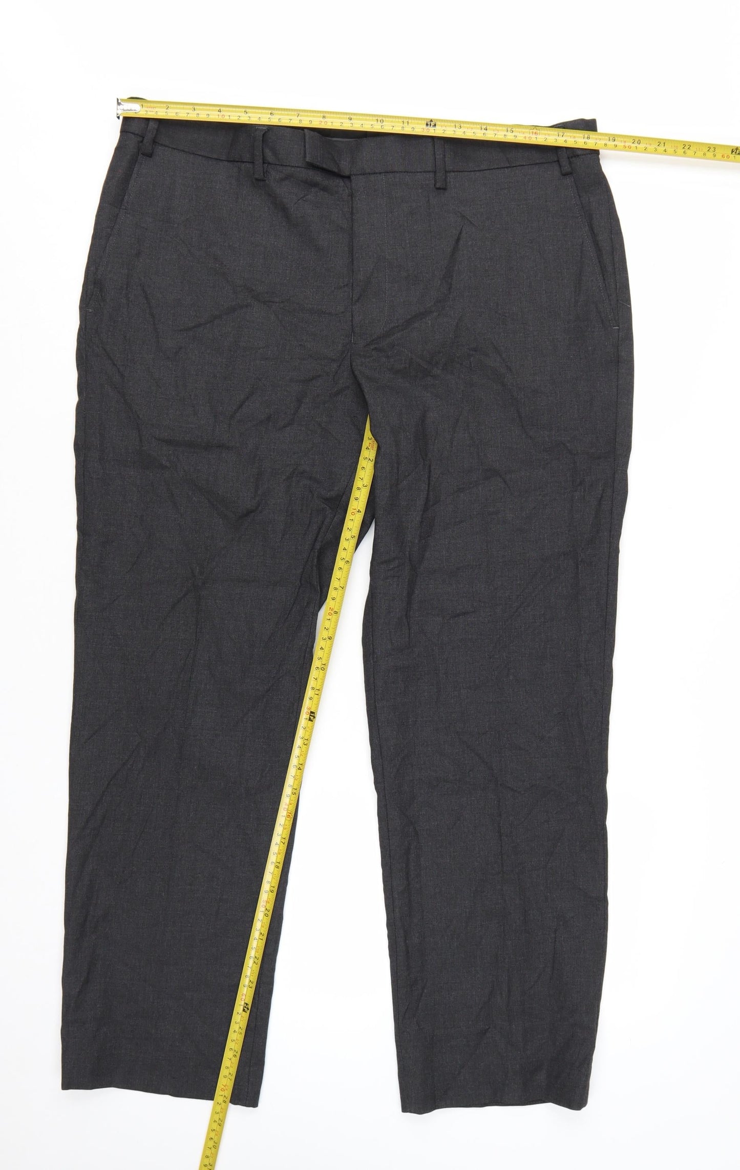 Marks and Spencer Men's Grey Regular Fit Dress Trousers 38W 29L