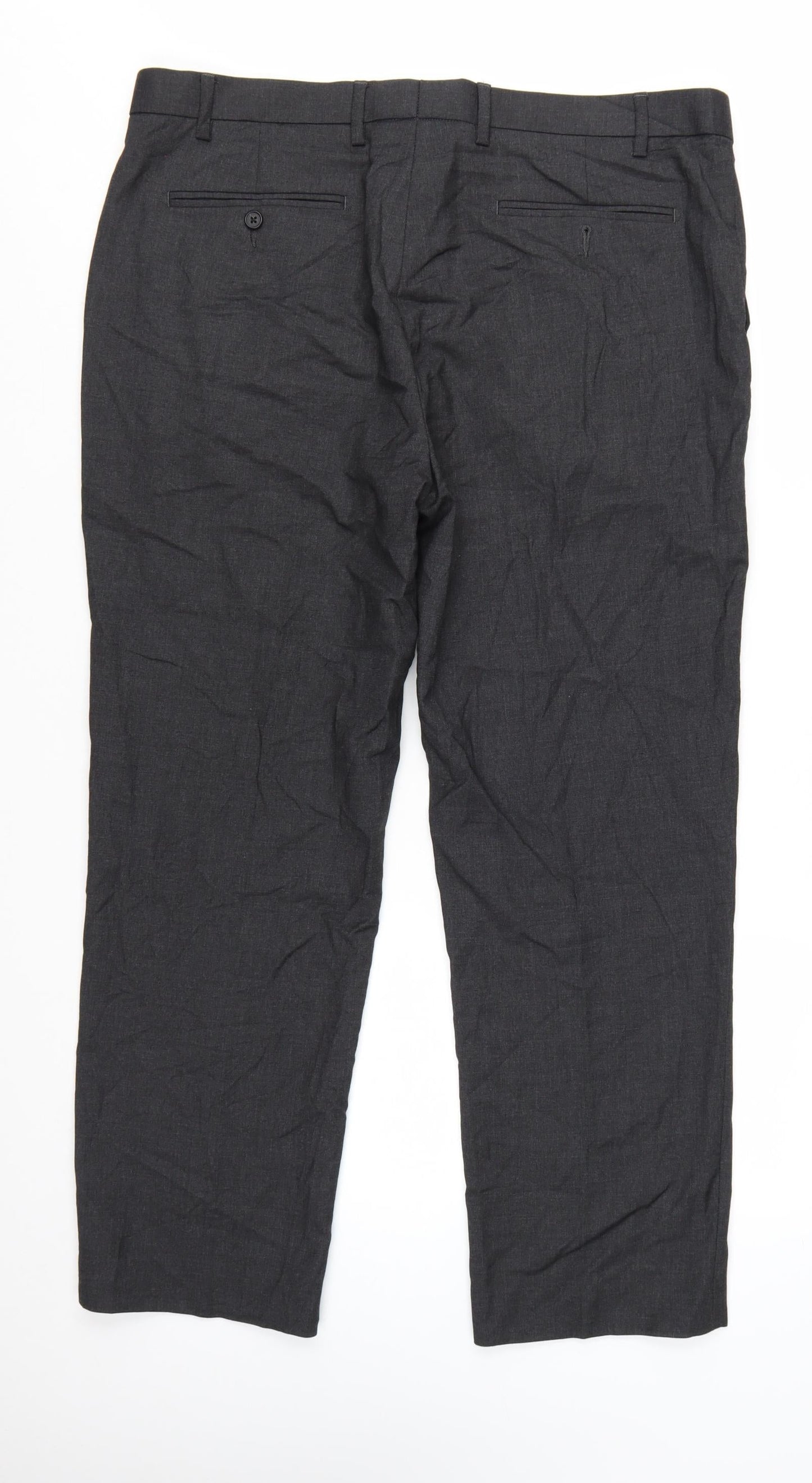 Marks and Spencer Men's Grey Regular Fit Dress Trousers 38W 29L