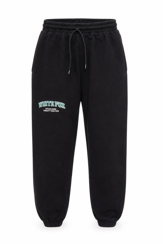 White Fox Women's Black Small Jogger Sweatpants with Logo Print