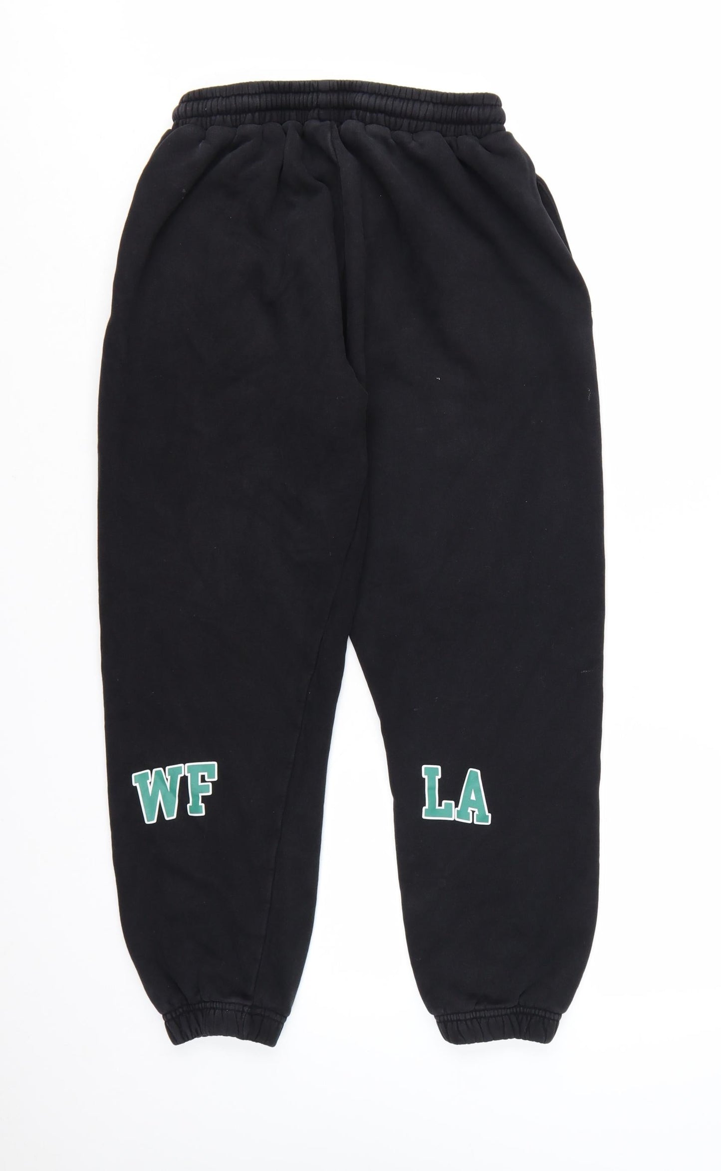 White Fox Women's Black Small Jogger Sweatpants with Logo Print