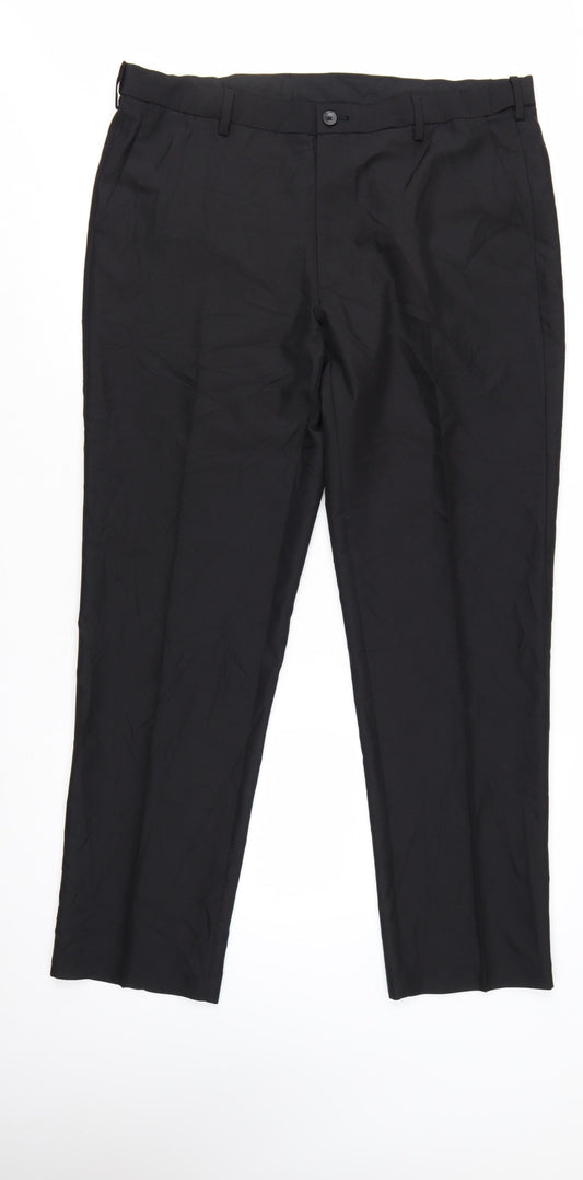 Marks and Spencer Men's Black Regular Fit Dress Pants 38x31
