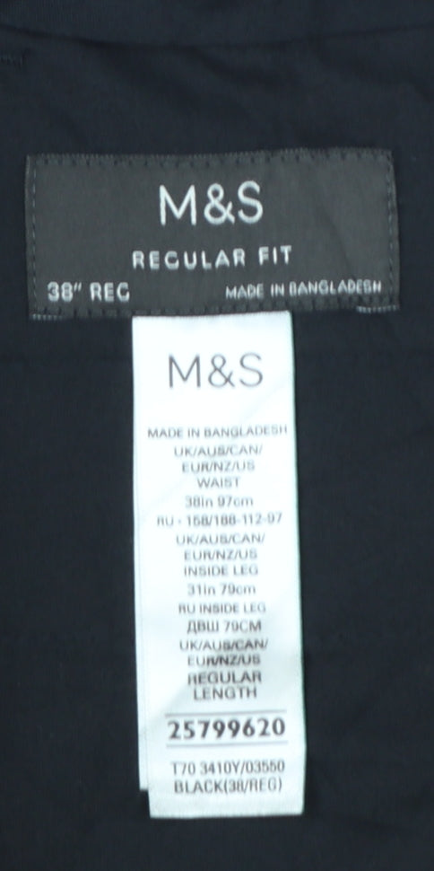 Marks and Spencer Men's Black Regular Fit Dress Pants 38x31